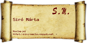 Siró Márta névjegykártya